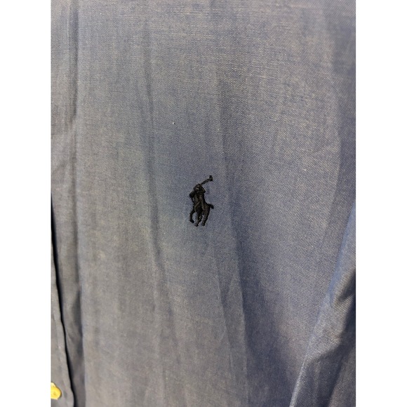 Ralph Lauren Yarmouth Mens 17 35 Blue Oxford Button Down Shirt Polo Pony - Picture 4 of 8